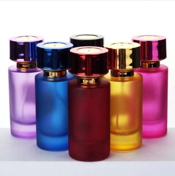 product 50ml straight round bottle refillable spray color perfume glass bottle with uv plated screw cap-27