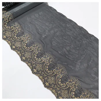 Newly designed black 25cm embroidered lace clothing underwear mesh lace fabric
