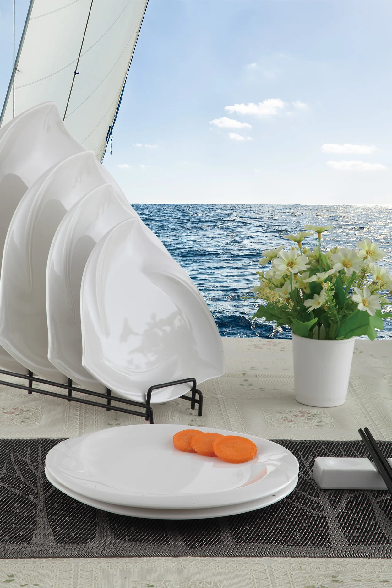 Wholesale Custom High Quality Melamine Dinnerware Set Thick Melamine Black Matt Plates And Bowl