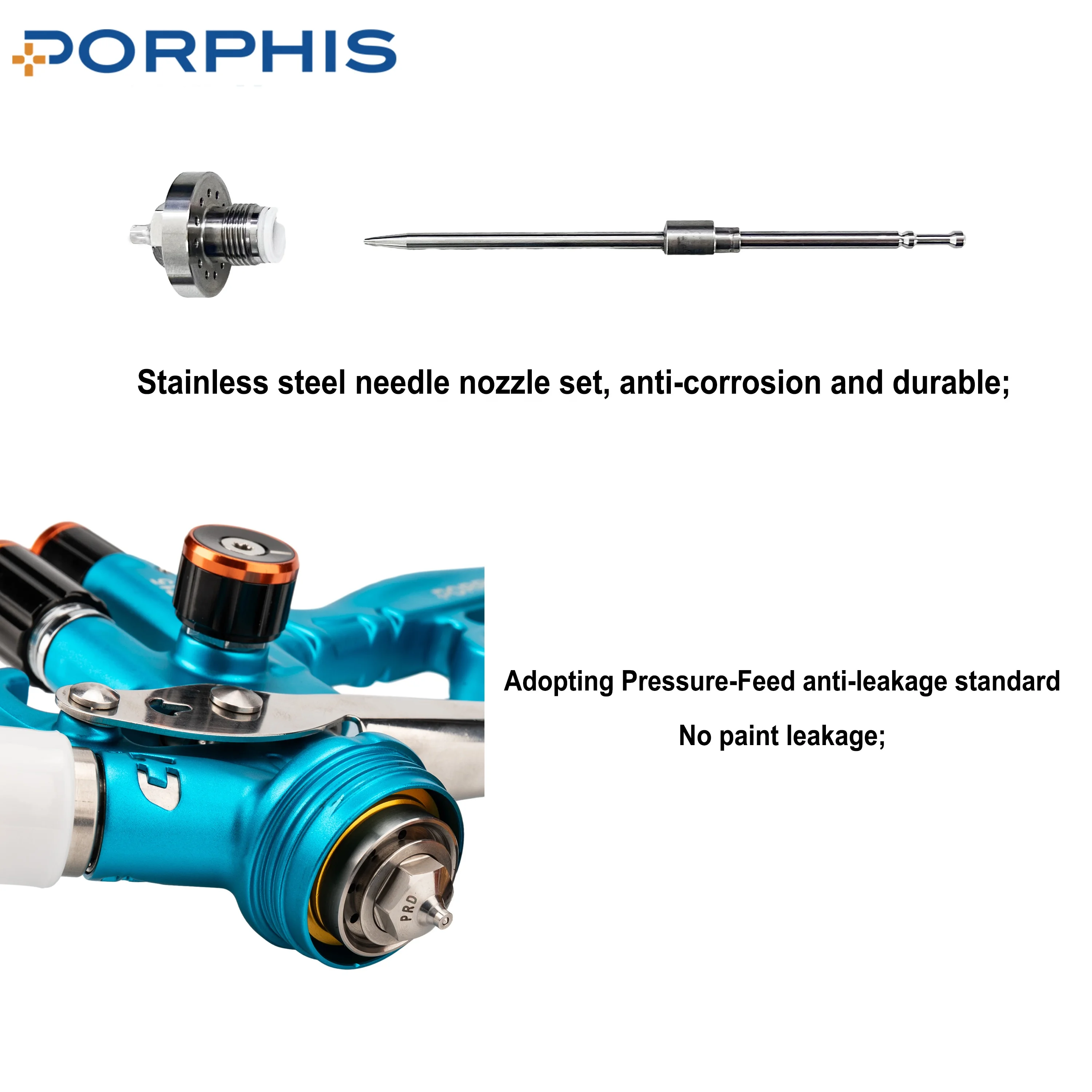 PORPHIS PRD-715 Automotive Spray Gun with 600ml Nylon Cup, 1.3/1.4 