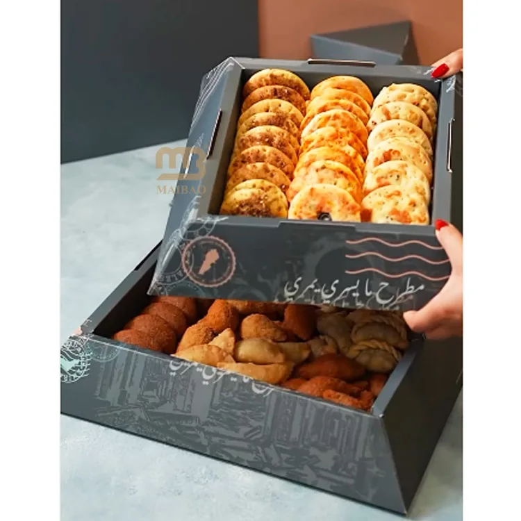 Customized Multi-level Pyramid Shape Cake Box Restaurants to Go Dessert Pyramid Packaging Food Box Pastry Catering Pyramid Box