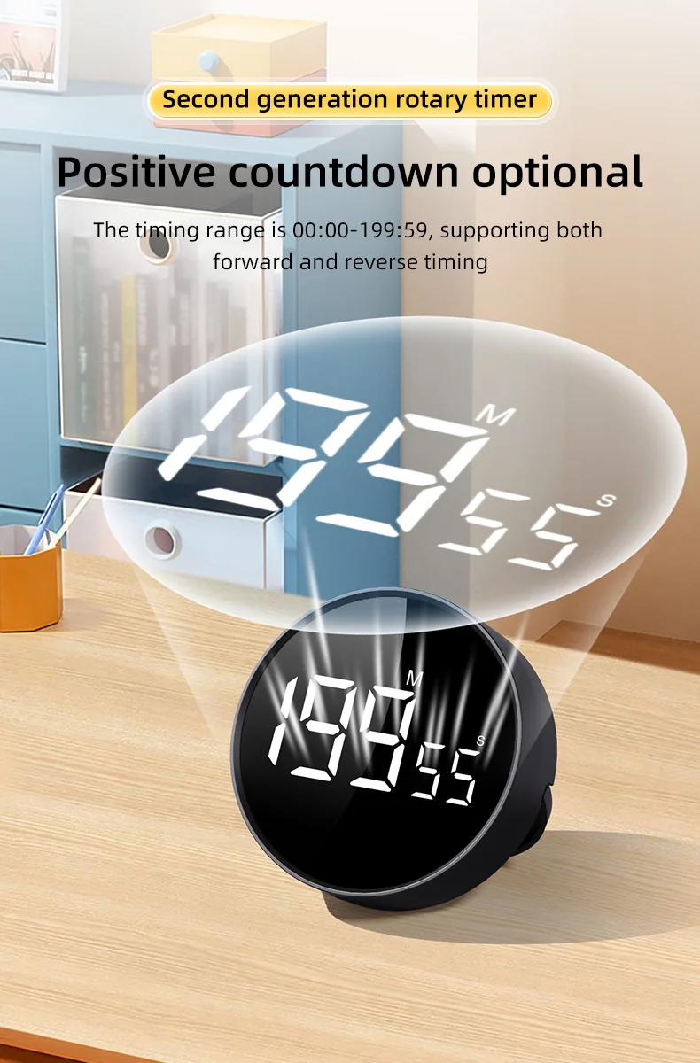 Rotary Silent Visual LED Digital Mini Smart Touch Round Magnetic ...