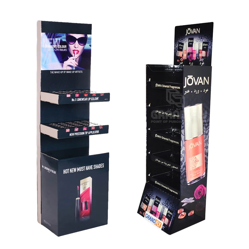 Custom Retail Cardboard Floor Cosmetic Display Stand Rack Unit for Cosmetic Makeup