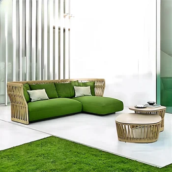 Garden Rope Patio Furniture Weather Seat Customized Modern Sofa Set and Outdoor All Metal Powder Coated Aluminum Sofas Set