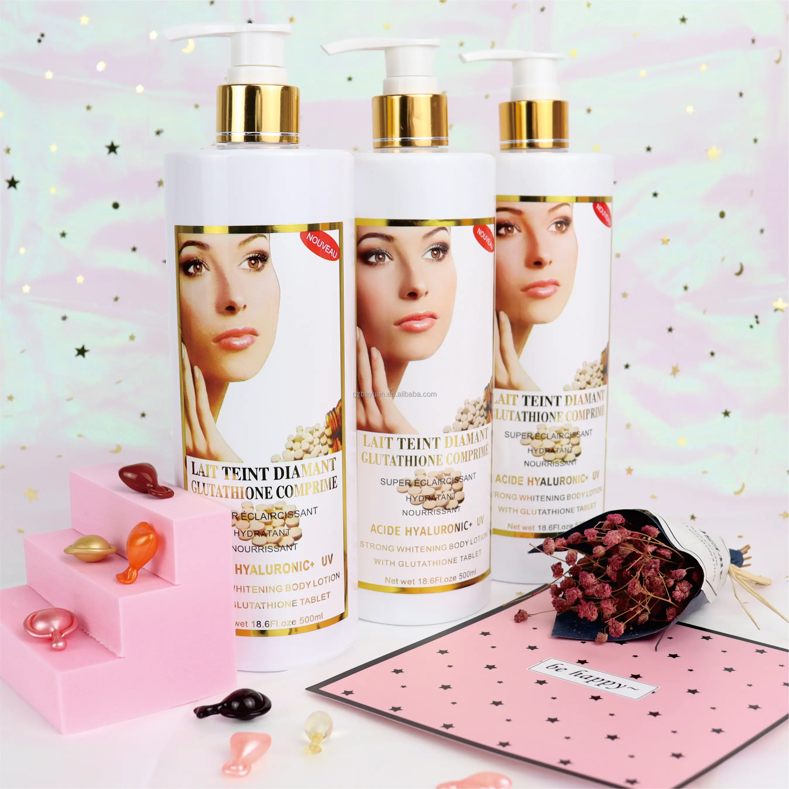 lait teint diamant glutathione comprimé Customize Private Label Lait Teint Diamant Organic Gluta Comprime Whitening  Hyaluronic Acid Collagen Peeling Body Lotion 500ml