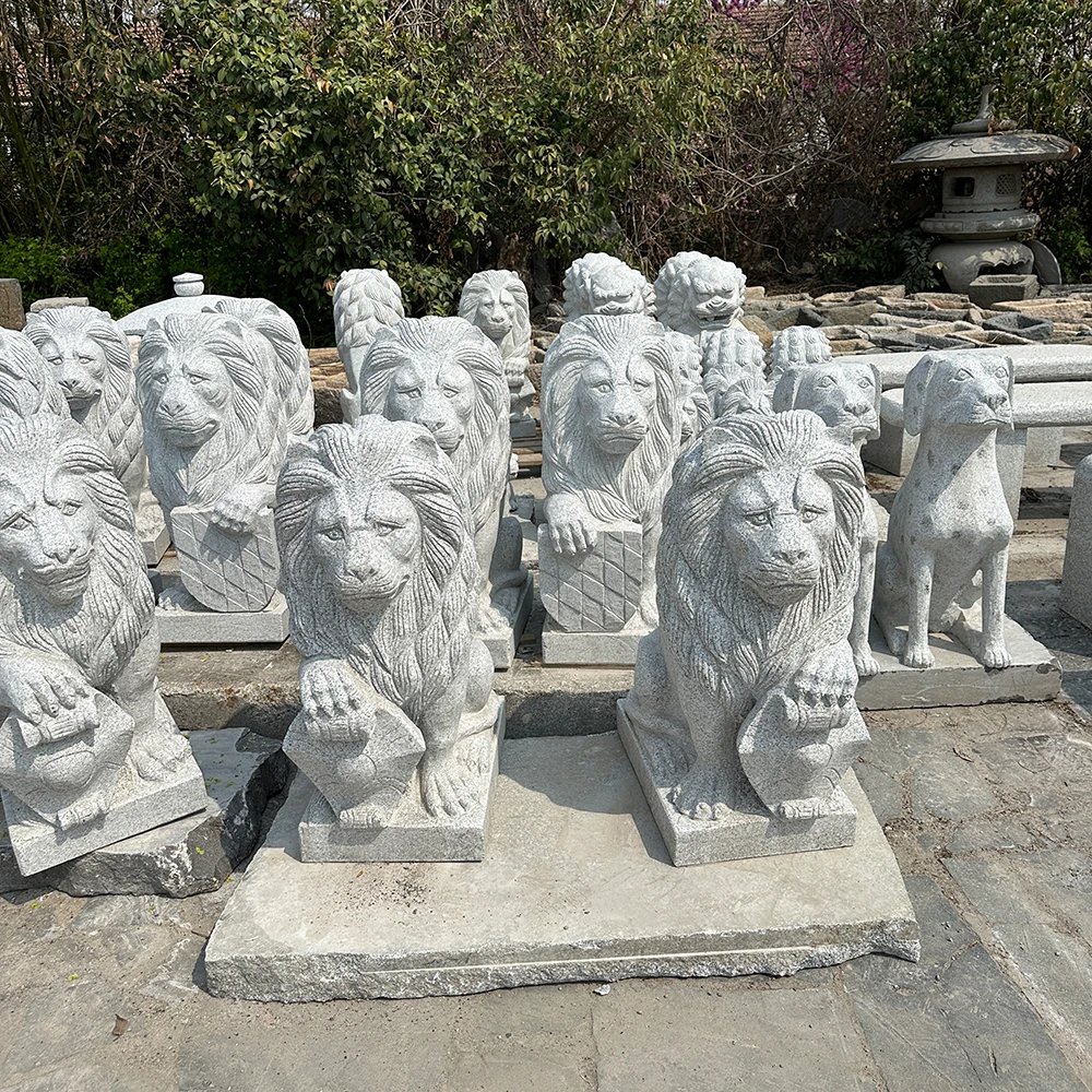 Best Selling Large Marble Stone Fu Dog Sculpture Hand Carved Modern Chinese Style Foo Dog for Outdoor Use