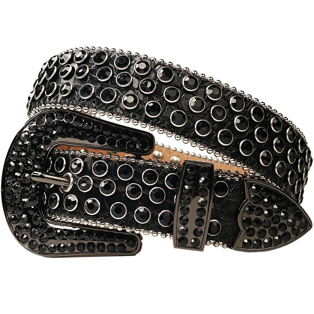 DBFBDTU Leather Rhinestones Belt Bling Diamond Strap Female Male For Jeans  Belts at  Women’s Clothing store