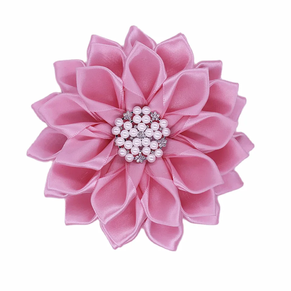 Handmade Satin Corsage Pin - Elegant Baby Pink Flower Brooch