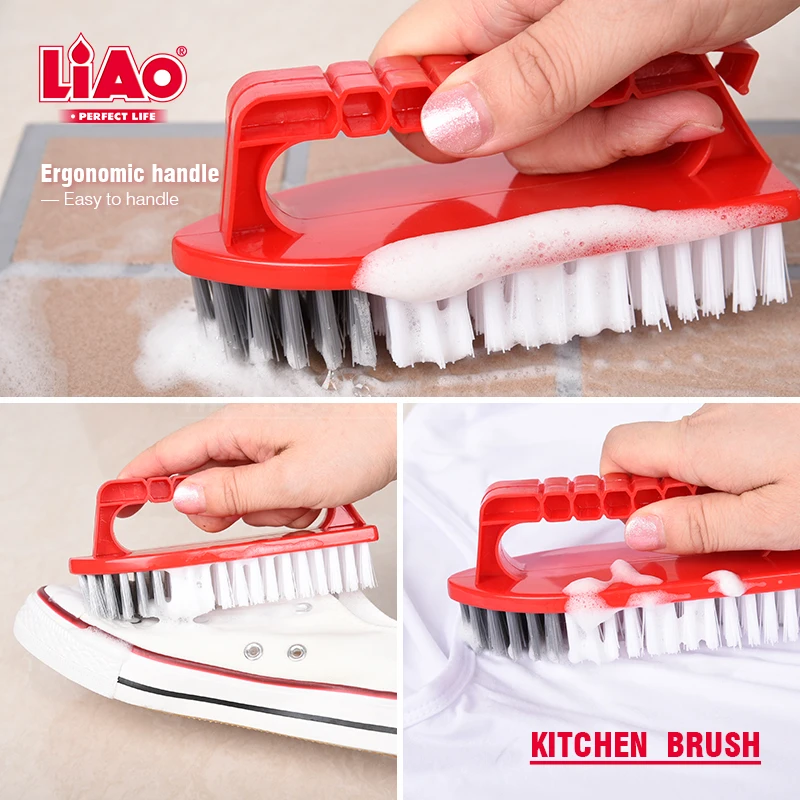 LiAo 4 Pack Table Dustpan and Sweeping Brush Set with Long Bristle Desk Brooms Scrub Brush and Dish Brushes