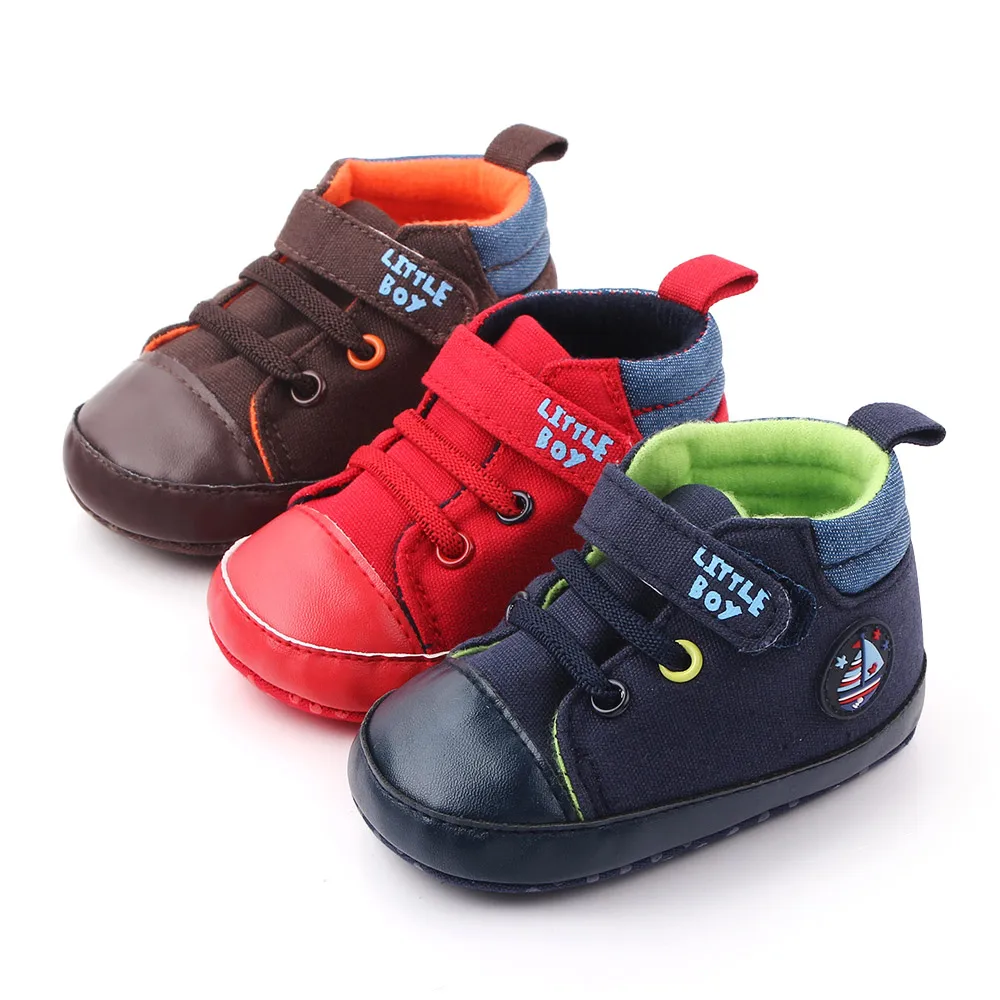 Cartoon Retro High Top Fashion Trend Alphabet Decorated Baby Canvas Toddler Shoes