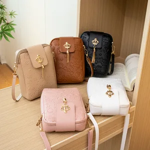Factory Direct Price Coin Purses Mobile Phone Bags Buckle Casual Fresh Sweet Dark Grid Coin Purse