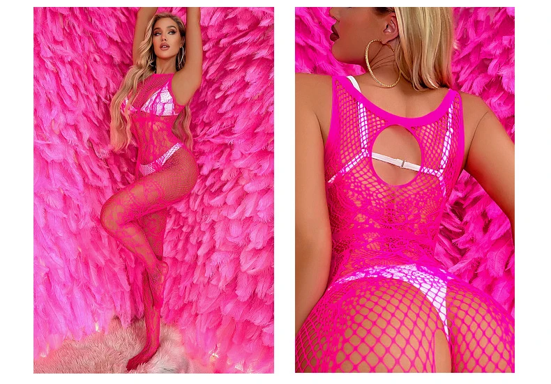 Wholesale Open Crotch Sheer Body Stocking Women Sexy Fishnet Full