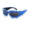 Sand black frame, black blue adhesive