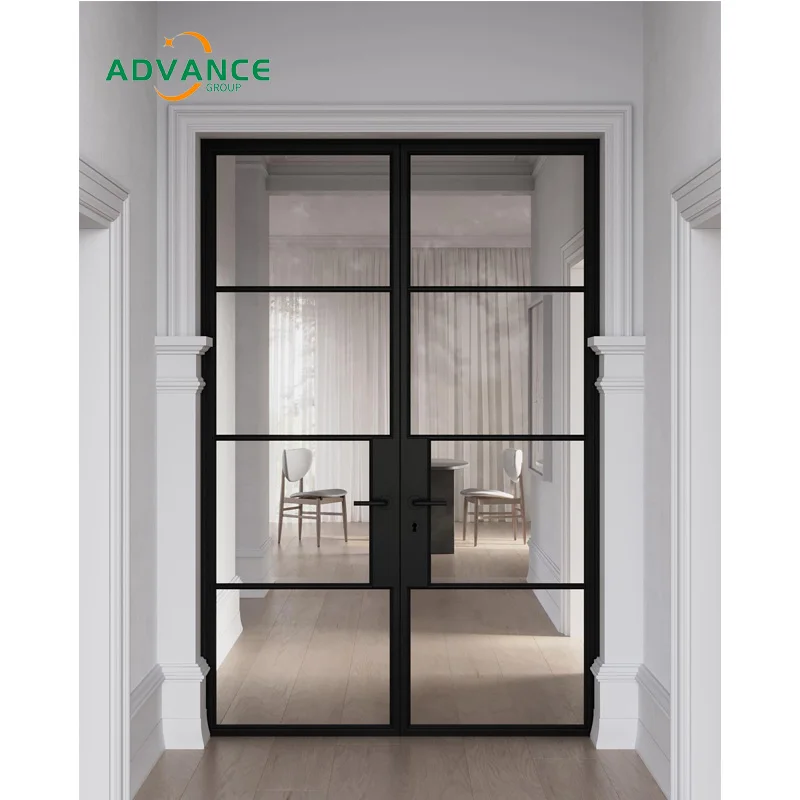 Black Security Doors Design Exterior Entrance Double Wrought Iron Door