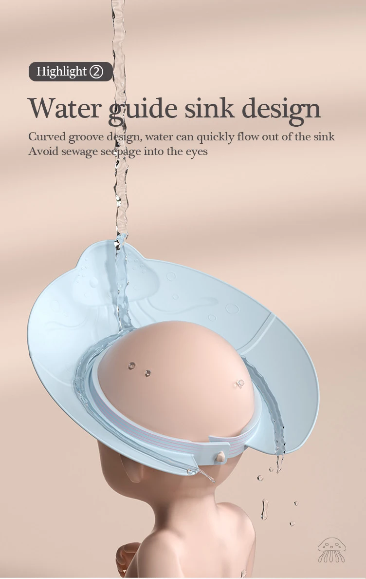 Multifunctional Adjustable Silicone Bathing Baby Essential Shower Hat Kids Bath Head Hat Visor