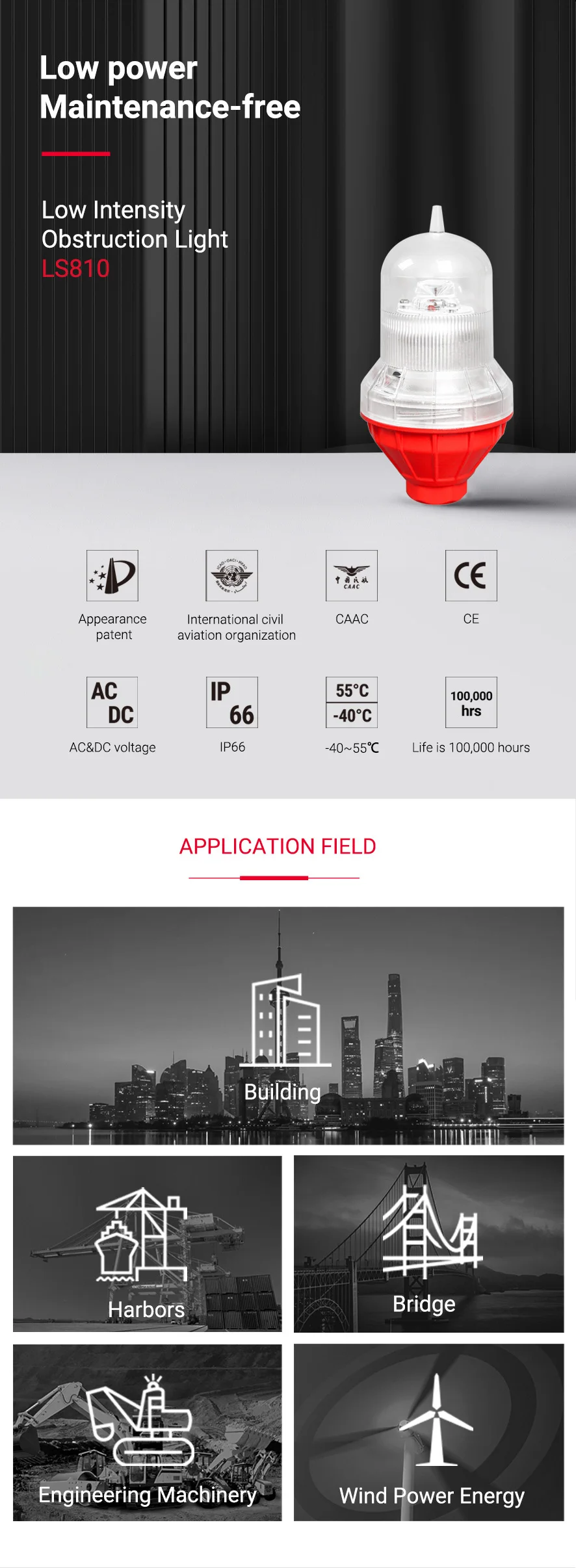 Maintenancefree L810 Led Aircraft Warning Obstacle Lights With No