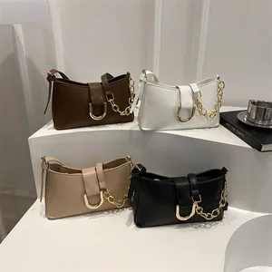 Solid Color Simple Winter New Crossbody Small Square Bag Casual Retro Fashion Chain Shoulder Bag for Women