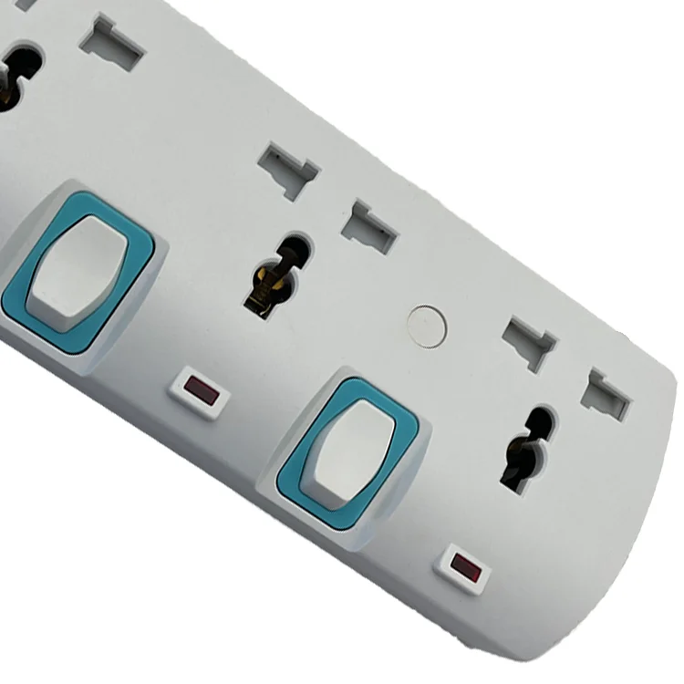 Fashion Design Multi-switch 4-Pin Universal Socket Travel 15A/16A Power Strip Surge Protector Extension Socket