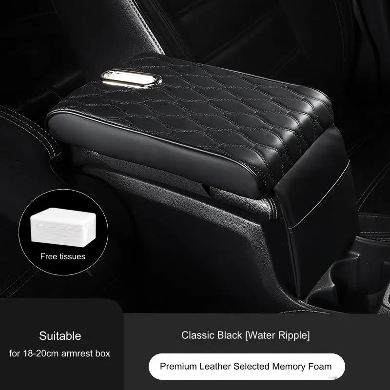 Memory Foam Extender Protector Tissue Holder Facial Napkin Holder With Pocket Leather Armrest Cushion Mat Car Center Console Box