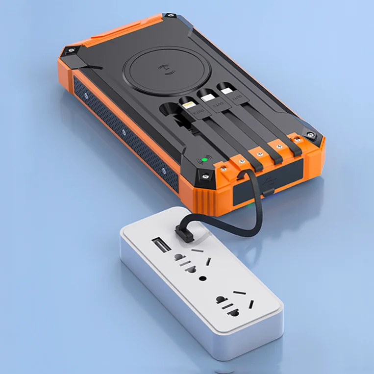 Custom OEM Big Battery Dual USB PD Strong LED Flashlight Outdoor Portable Easy Carry Wireless Charger Solar Power Bank 20000mah