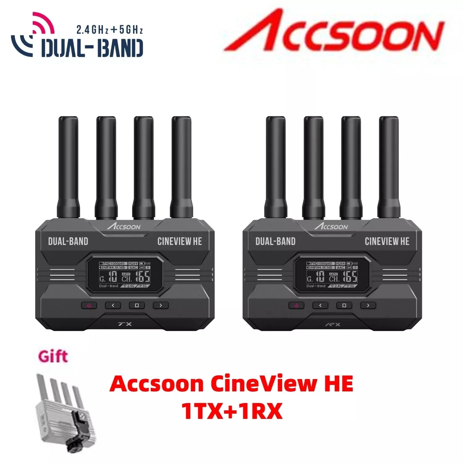 Sistema de Transmissão de Vídeo Sem Fio Dual-Band Accsoon CineView