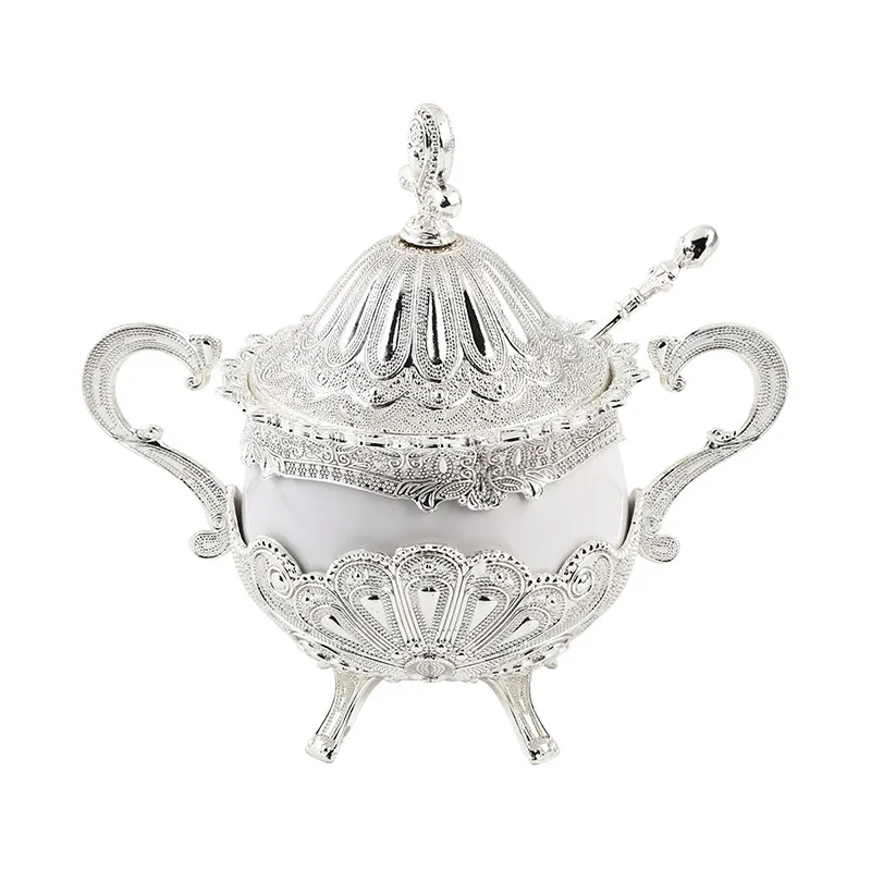 Sugar Bowl With Lid And Spoon For Kitchen And Wedding Party Decorative