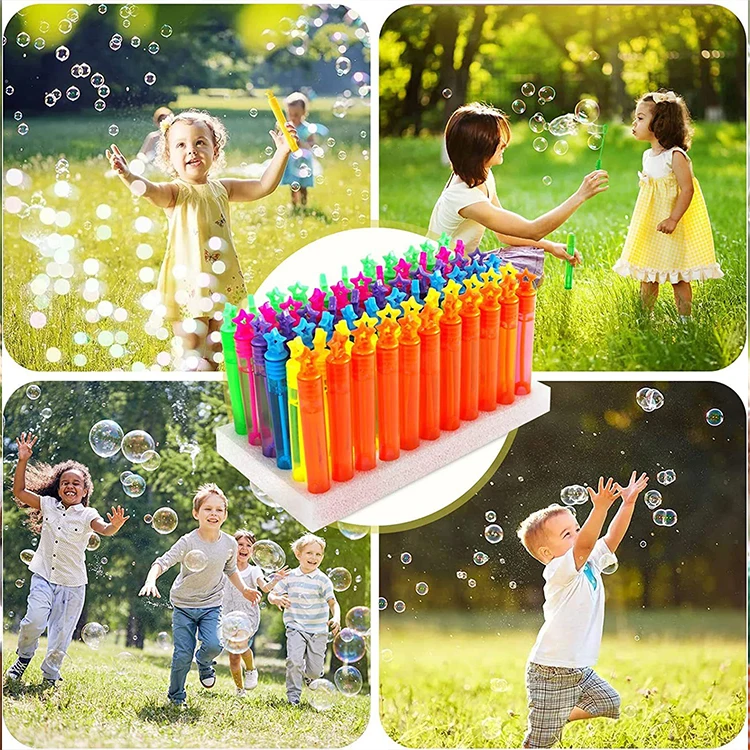 Children's Summer Outdoor 48p Small Test Tube Blowing Bubble Toy Color ...