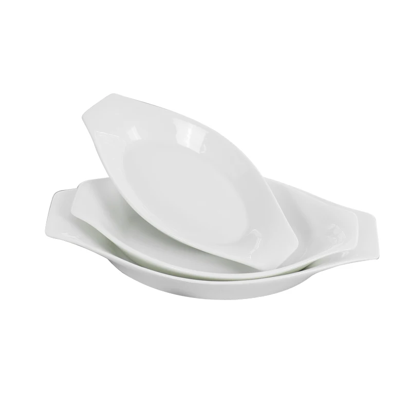 12.5-Inch Kitchen Supply White Porcelain Modern Oval Au Gratin