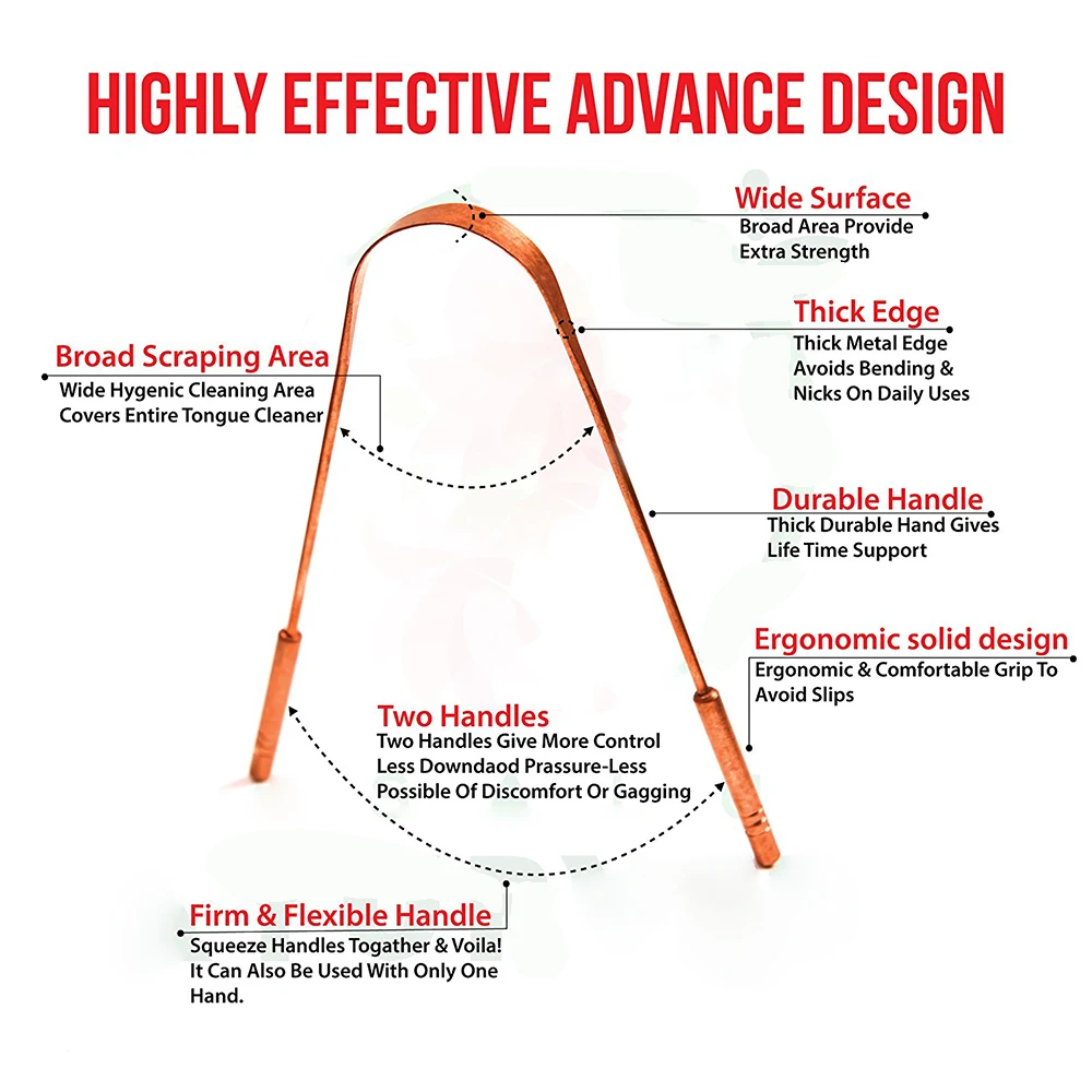 Hot Sales Premium 100 Rose Gold Copper Metal U Shaped Tongue Scraper