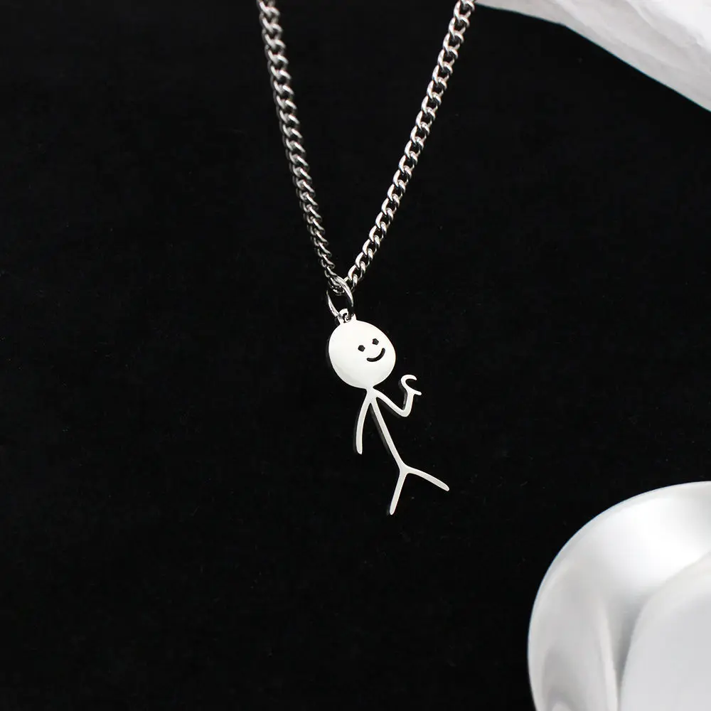 2 Collane Con Pendente A Dito Medio E Faccina, In Acciaio Inox, Lunghezza Regolabile 45+5 Cm, Regalo Ironico Per Amici - 2