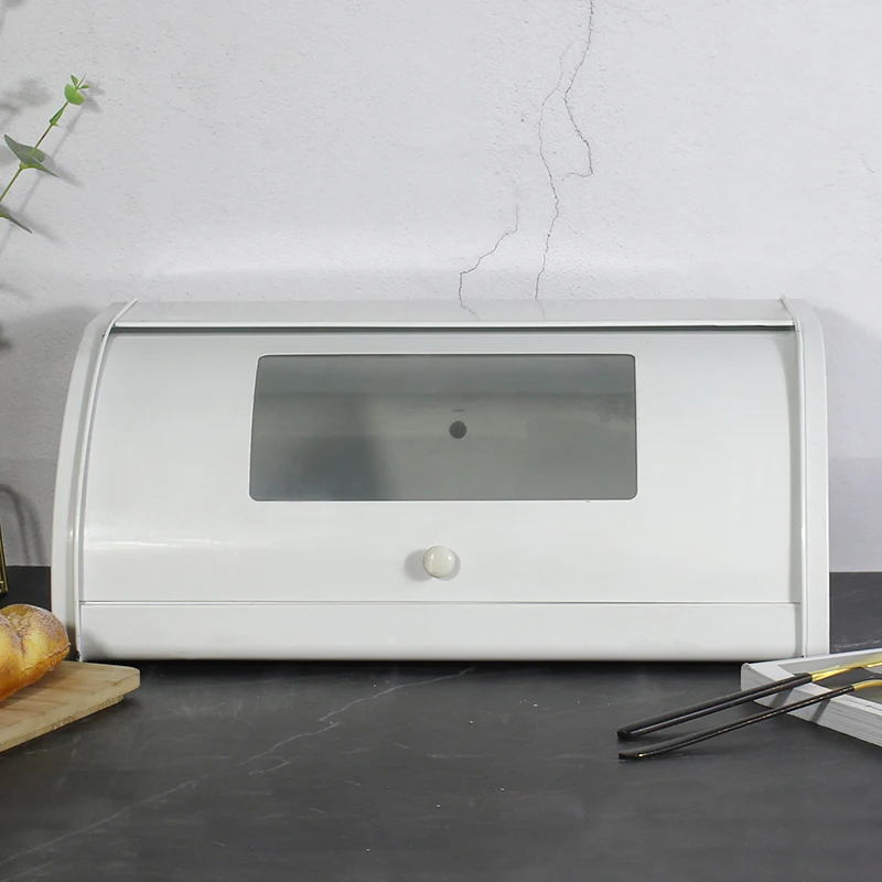 Western Cowboy Classic Bread Metal Storage Container Hotel New Style Bread Box with PVC Window