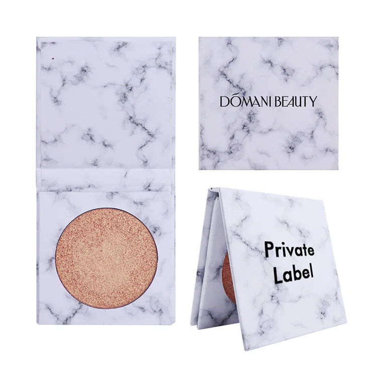 Low Moq 6 Colors Lightweight Shimmer Vegan Cosmetics High Pigment Single Custom Makeup Private Label Marble Highlight Palette