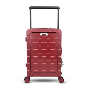TSA Lock Aluminum Trolley Luggage Front Open Pocket USB Charge 4-Wheel Spinner Caster 20" Unisex Popular Fashion Carry-On