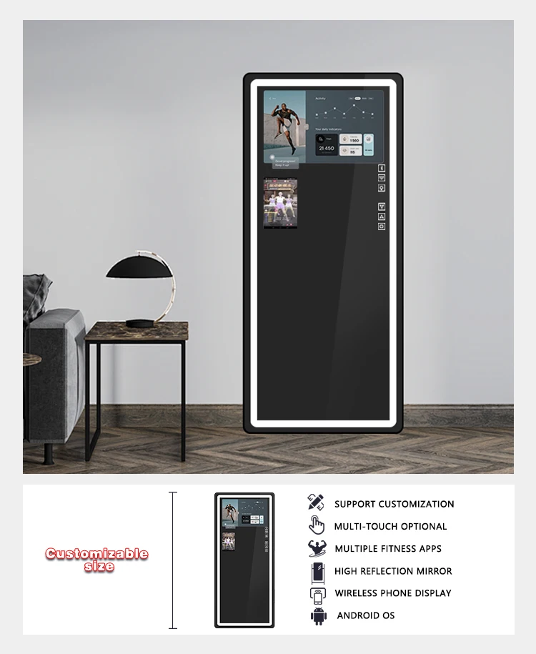 product digital interactive smart fitness mirror workout training mirror intelligent exercise analysis  home gym mirror-6