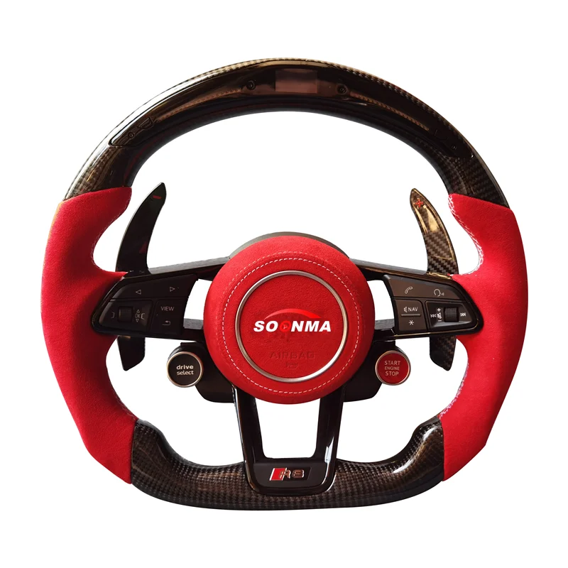 Custom Alcantar Carbon Fiber Steering Wheel For Aud I Tt Ttrs R8 Led
