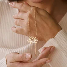 Custom Logo nameplate gold necklace stainless steel letter chain necklace personalized name necklaces bijoux en acier inoxydable
