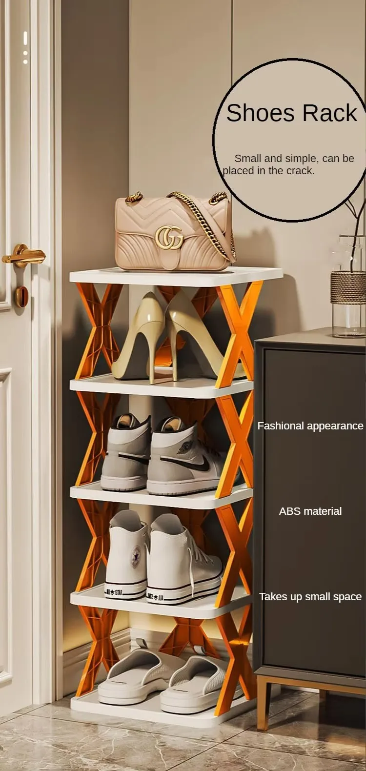 Easy-to-Assemble Living Room Shoe Organizer Space-Saving PP Plastic Storage Shelf with Close-to-the-Door Design factory