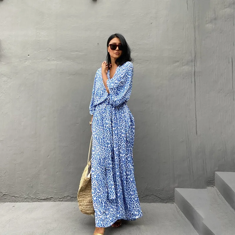 Beachwear Print Casual Fashion Beach Dress Swimsuit Cover up Woman