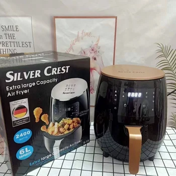 In Stock 6L Silver Crest Air fryer Kitchen Accessories Multi Cooker Built-in Ovens Hot Air Oil Free Digital Electric Deep Fryers