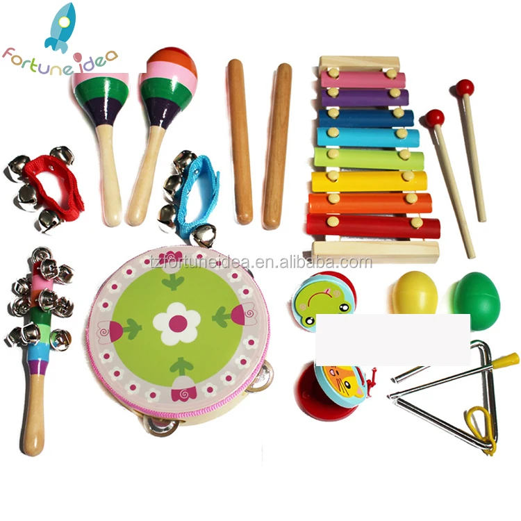 Amazon горячая Распродажа EN71-1-2-3 КПК 14 шт. деревянный музыкальный инструмент комплект