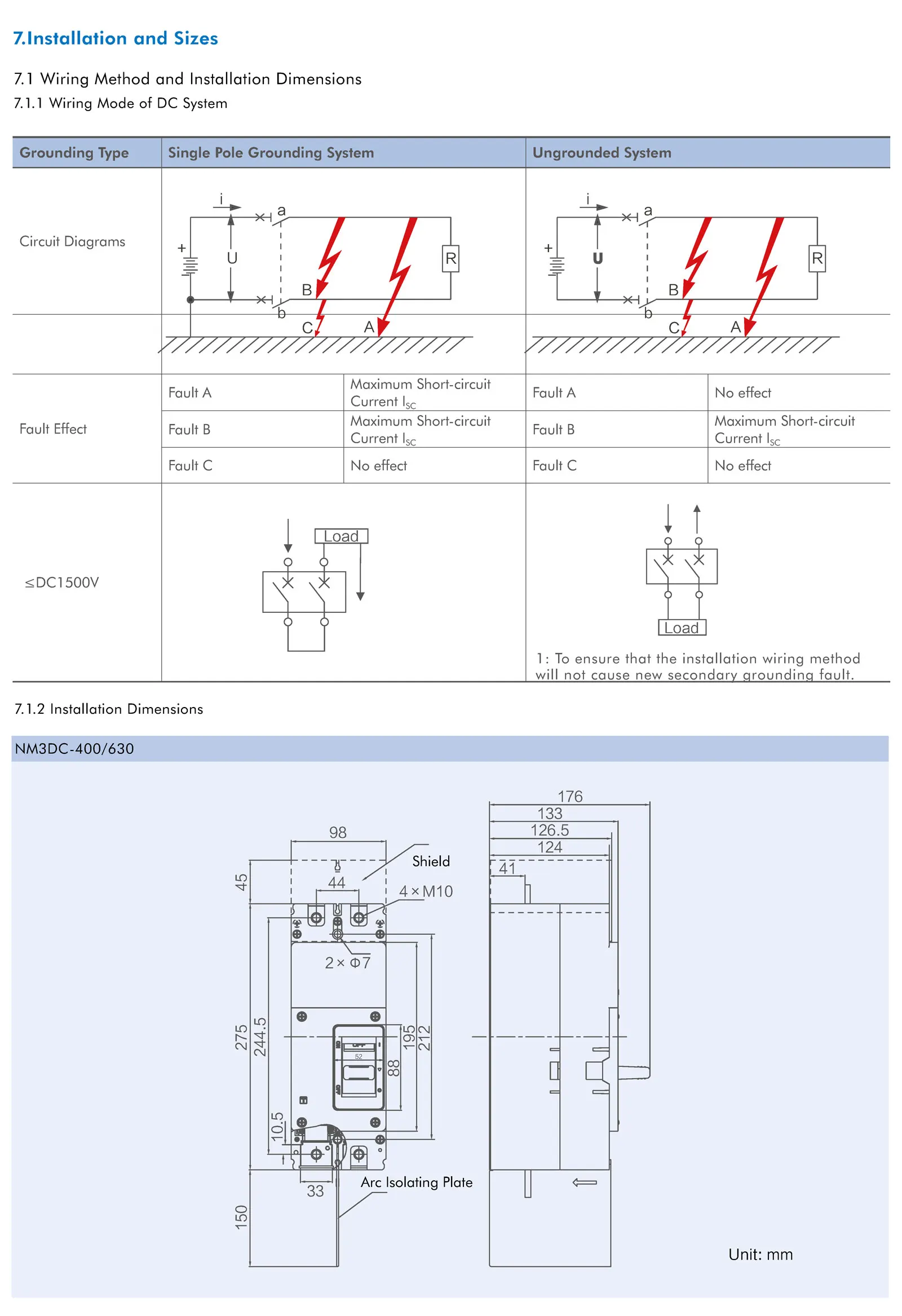 Chint NM3DC 1500VDC High voltage MCCB 2P 200A 225A 250A 300A 315A 350A 400A 500A 630A 1500V DC HV Moulded Case Circuit Breaker