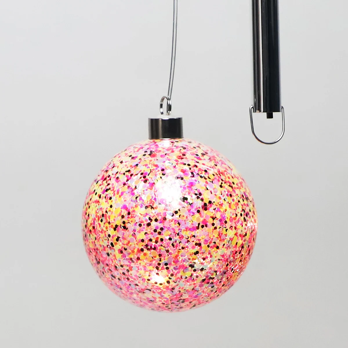 150 mm Christmas rope hanging sequins bauble LED Xmas tree ornament for sale details