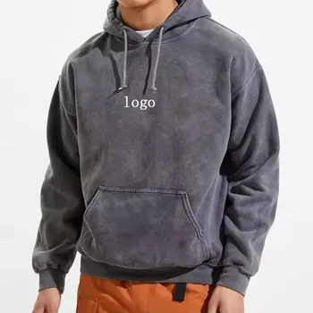 custom print men's hoodies and sweatshirts acid washed mens hoodies heavyweight high quality pull over hoodies for men