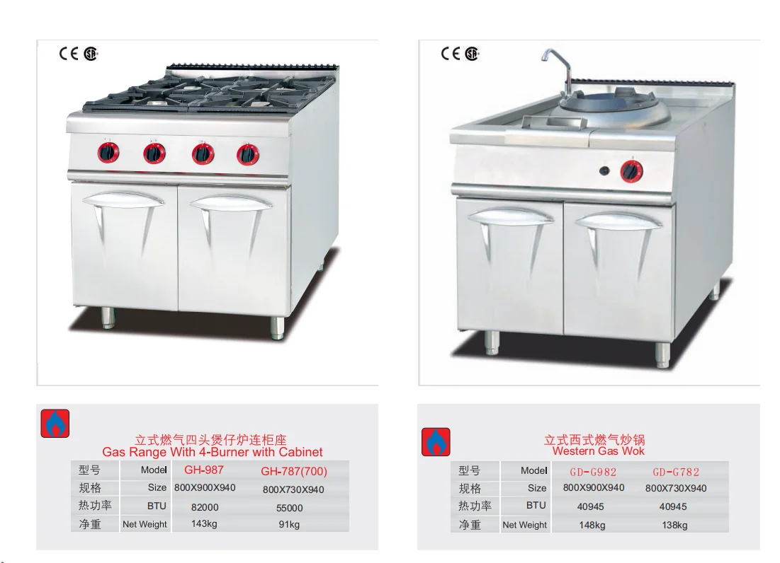 Industrial Commercial lpg gas cooker 4 burner restaurant cook machines kitchen equipment gas stove stand range with oven price