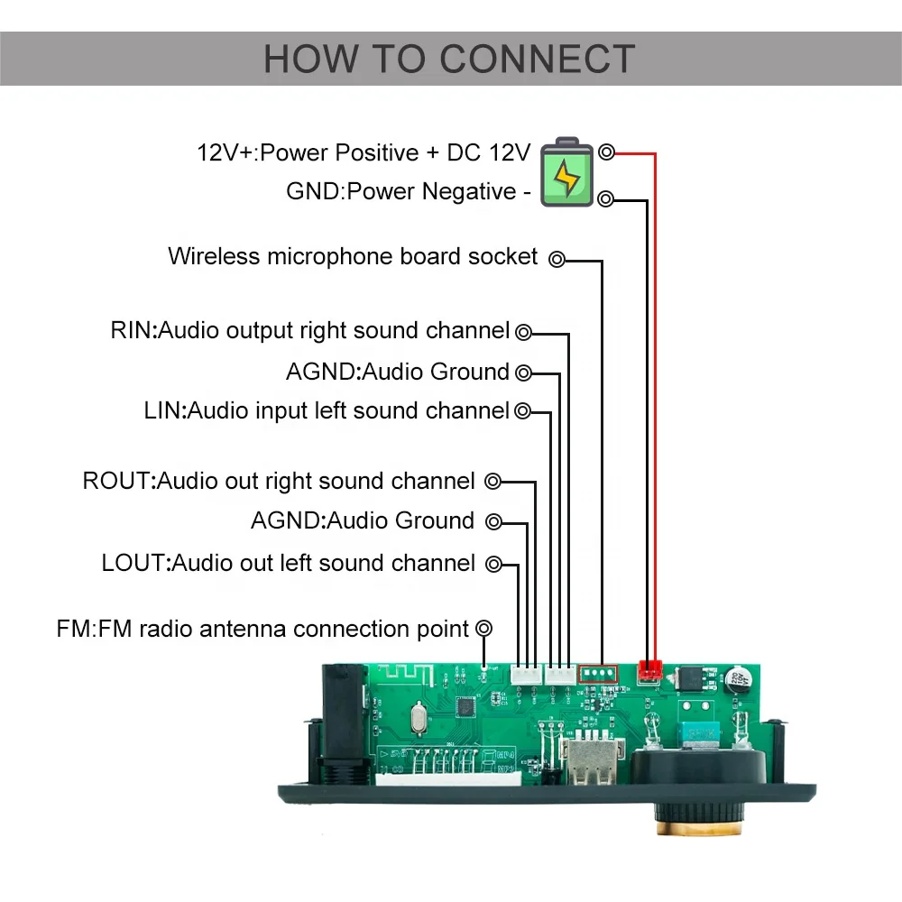 12V Bluetooth Speaker Module MP3 Music Player Audio Decoder Board Calling Recording With Microphone Function