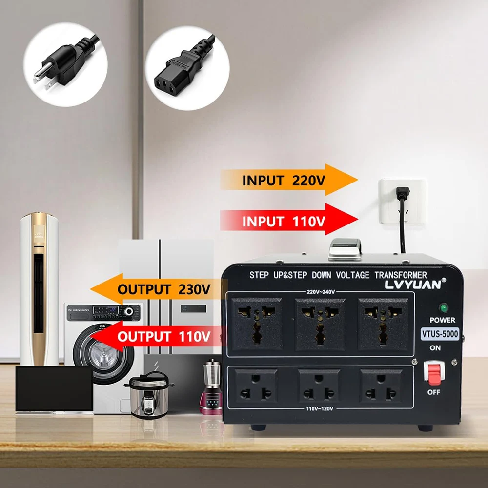 LVYUAN 5000VA Transformer Step up and Down AC 110V to 220V 220 to 110 Voltage Converter