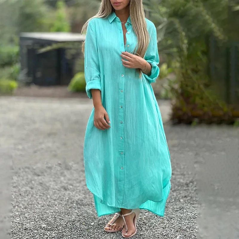 Linen Shirt Maxi Long Shirts Button Down Maxi Tunic Tops Poetry