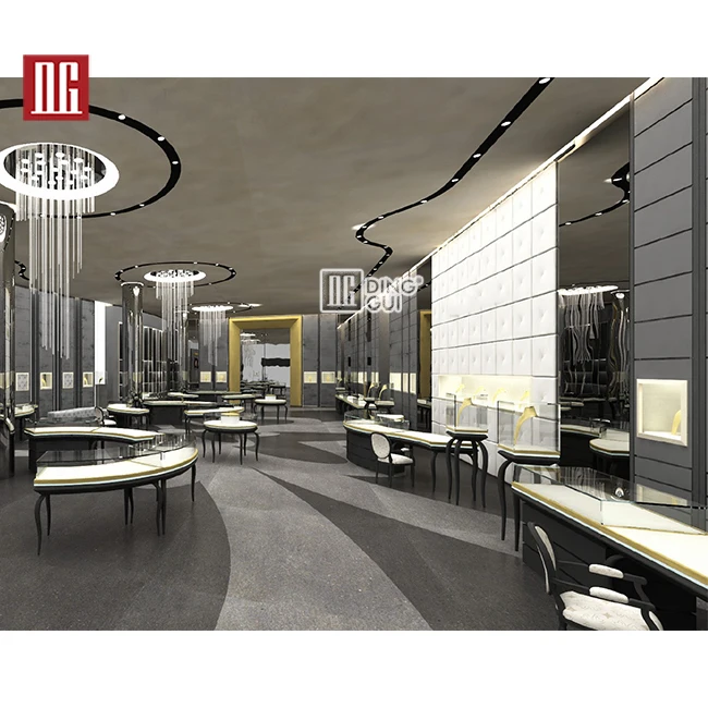 DG Showcase Commercial Unique High End Elegant White Jewelry Store Display Furniture Design Jewelry Store Display showcase