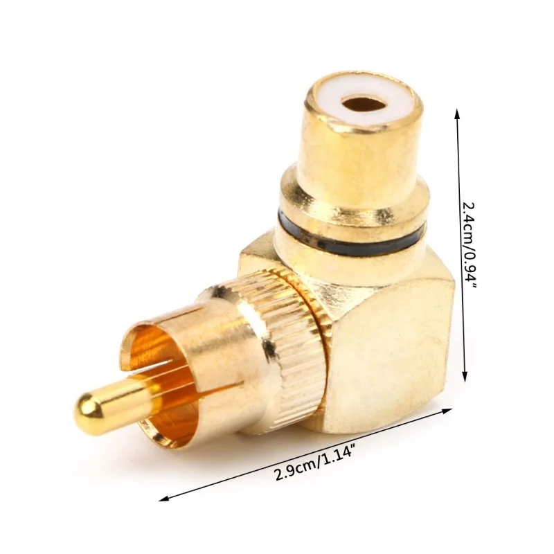 RCA Right Angle Male to Female Gold-Plated Brass Banana Connector 90 Degree AV Audio Adapters Cable Plug Butt Cap
