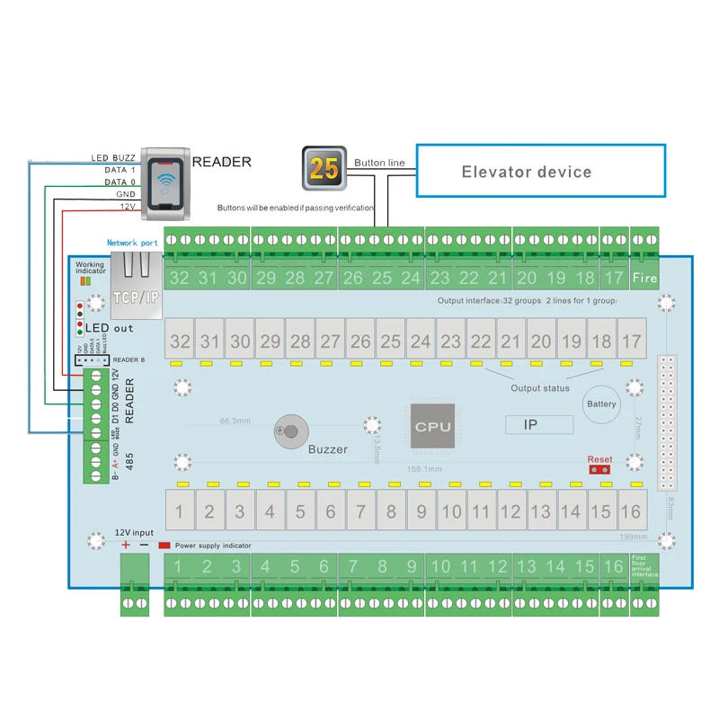 Rfid Card 32 Floors Elevator Access Control Board Set for Hyundai